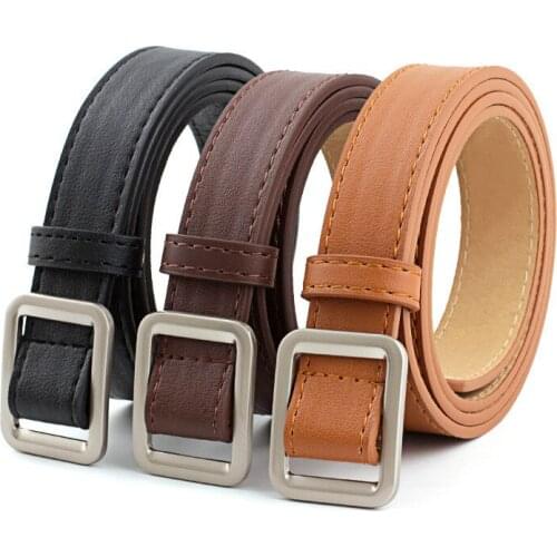 Non-porous Square Buckle Waistband Women Fashion Casual Simple Retro Pu Leather Belt Clothing Accessories