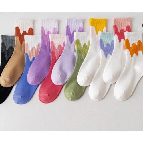 3pairs/set Cute Japanese High School Girls Cotton Cream gradient Crew Socks Colorful Women Harajuku Designer Long Socks