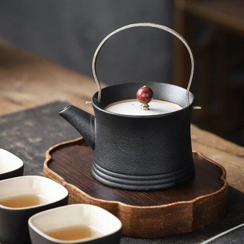 New Lifting Pot Kungfu Tea Set Fashion Traditional Chinese Style Personality Ceramic Tea Pot Simple Porous Filter Ceramic Teapot