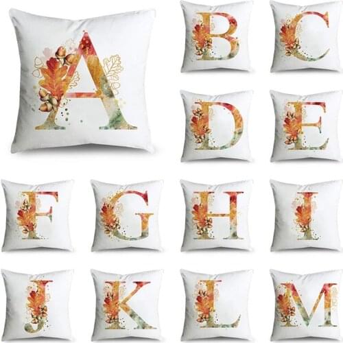 Autumn plants Yellow Letters Decorative Cushions Pillowcase Polyester Cushion Cover Throw Pillow Sofa Decoration 45cm*45cm paris