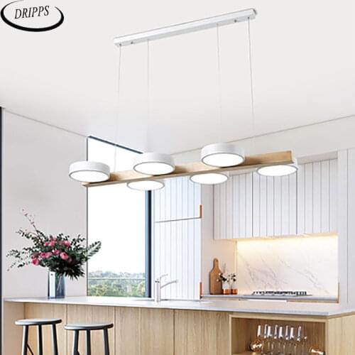 Nordic solid wood LED dining room chandelier bedroom light living room dimming light office eye protection light