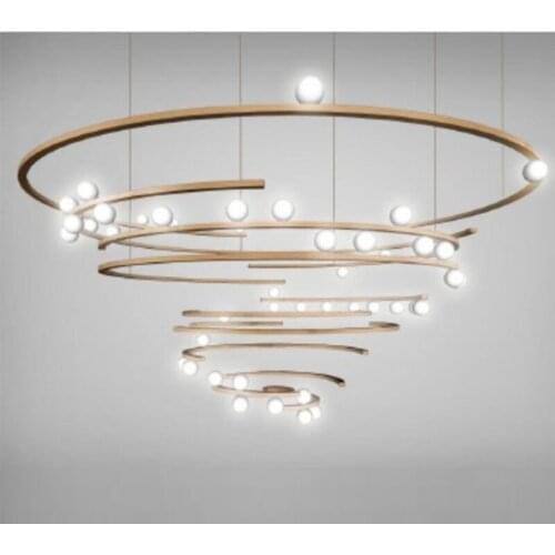 Modern Chandelier Living Room Glass Ring Lamps Villa Round Gold Magic Bean Hanging Lamps Restaurant Designer Suspension PA0744