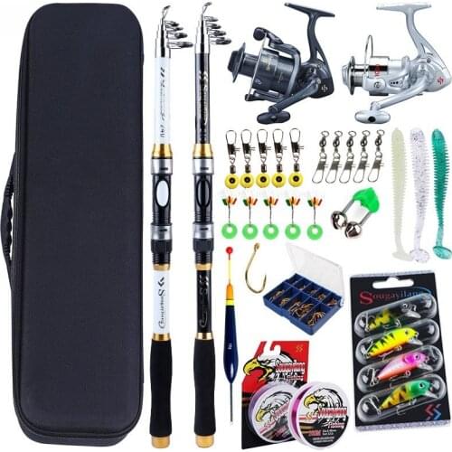Sougayilang Telescopic Fishing Rod Bag Full Set 1.8M-3.3M Action M Fishing Rod and Folding Handle Spinning Fishing Reel Pesca