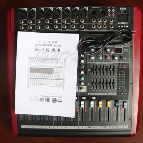 500W + 500W High Power 8 Channel DJ Amplifier Mixer Mixing Console Audio Stage Equipment with Bluetooth + 48V Phantom Power USB