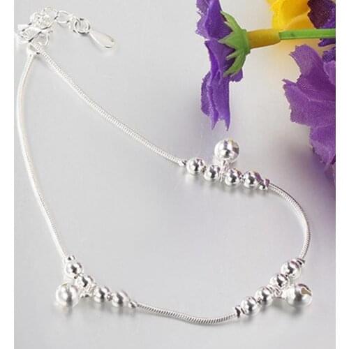 Women Fashion 3Pcs Bells 12 Beads Luxury Chain Ankle Bracelet Beach Anklet Foot Jewelry