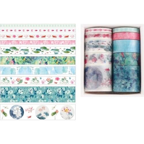 10Pcs/Set Decorative Kawaii Washi Tape Set Japanese Paper Stickers Japanese Stationery Scrapbooking Supply