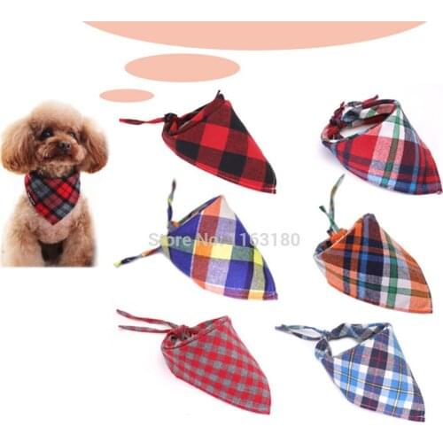 12pcs/lot Dog Cat Bandana Adjustable Puppy Dogs Collar Bibs Plaid Scarf Neckerchief Pet Accessories