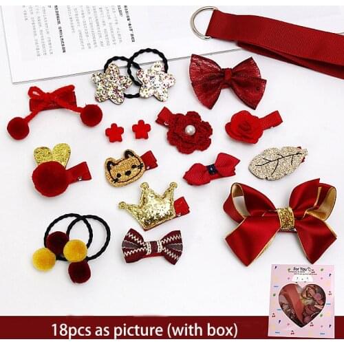 18Pcs/Set With Box Girls Headwear Set Toys Girl Princess Hairdress Beauty Hair Clip Hairpi Pretend Play Toys Gifts For Girls