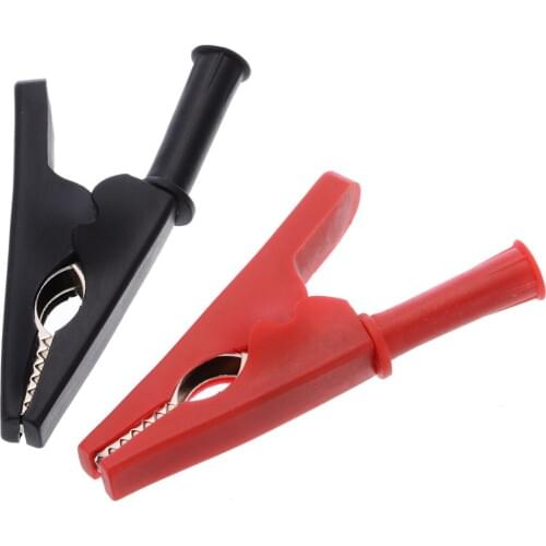 2pcs Alligator Test Clip Crocodile Clips Banana Plug Alligator Clips Fully Insulated MAX 2000V 30A Black/Red Opening 20mm