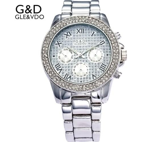 2017 G&D Luxury Silver Womens Watches Womems Bracelet Watches Ladies Dress Watch relogio feminino Roman style reloj mujer Gift