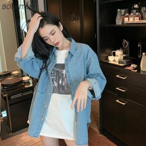 Basic Jackets Women Denim Sweet Elegant Solid Minimalist Spring Coats Pockets Button All-match Outwear Retro Korean Simple Lady
