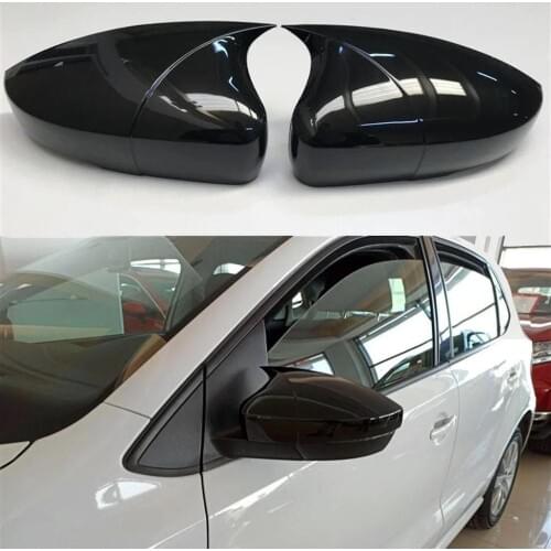 Free Shipping Car Accesories New Style High Quality Abs 2 Pieces Mirror Covers Caps Case Gloss Black For VW Polo 5 2009-2017