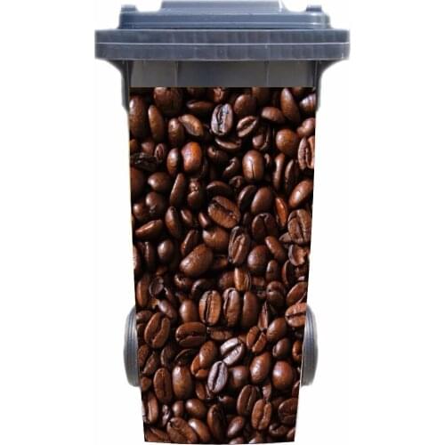 Free shipping DIY Coffee Bean Adhesive Removable Waterproof Sticker Decals Rubbish bin trash can Cover sticker 120liter 240liter