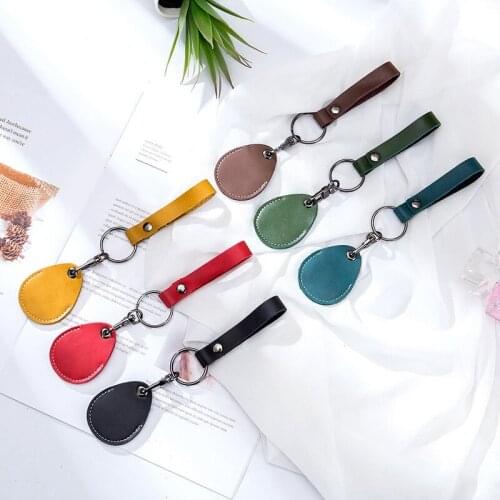 Cow Leather Keychain Key Ring Doorlock Access Control Tags ID Card Case Keychain Access Card Bag Key Tag Ring