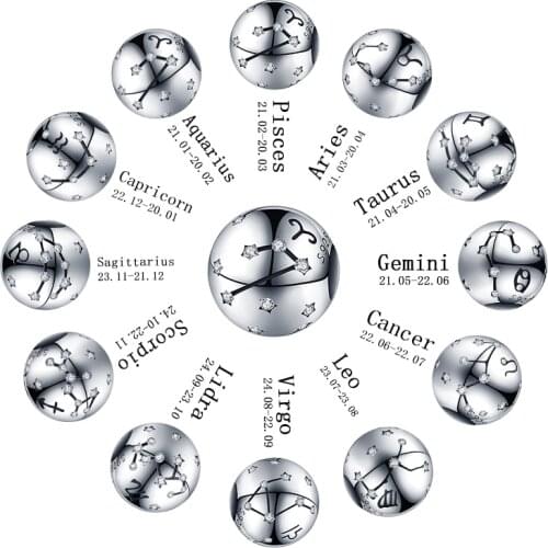 CODEDOG Genuine 925 Sterling Silver 12 Constellation Zodiac Round Beads Fit Original 3mmBracelet Charms Jewelry CMC1218