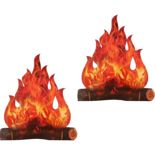 2Pcs Decorative 3D Fake Flame Artificial Flame Paper Outdoor Camping Ornament 3D Cardboard Camping Center Party Paper Flame