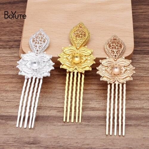 BoYuTe (5 Pieces/Lot) Metal Alloy 4*51MM Flower Welding 5 Teeth 50MM Hair Comb Diy Palace Tiara Hair Jewelry Accessories