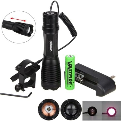 5W 940nm IR LED Light Zoom lnfrared Radiation Flashlight Hunting Torch for Night Vision Device + Steel 20mm Rail Scope Mount