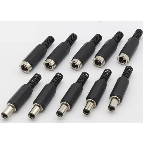 IMC hot 5 female +5 male Black Plastic Cover 2.1x5.5mm Male DC Power Plug Jack Connector