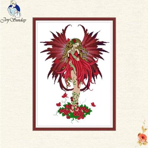 Joy Sunday Beautiful faery 14ct Counted Printed Canvas for DMC Abstract Embroidery Kit 11CT 11ct DIY Hand Needlework Home Decor