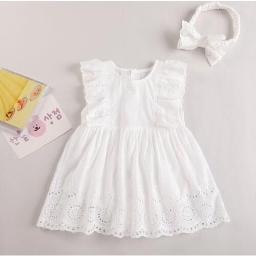 White Solid Fly Sleeve Rompers 2021 New Summer For Young Girls Kids Sleeveless Rompers Baby Clothes Newborn Girl Baby Clothing