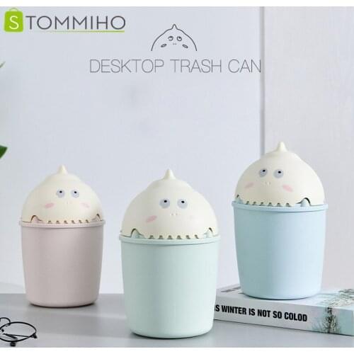 STOMMIHO Mini Children Creative Dinosaur Cartoon Cute Storage Bucket Desktop Trash Can Office Bedroom Paper Basket Box Bucket