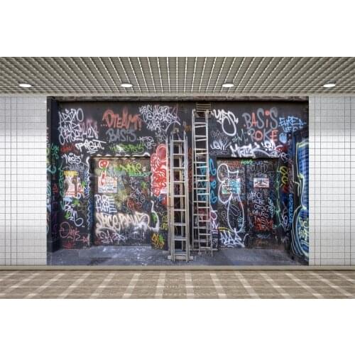 Lyavshi Graffiti Pattern Ladder Brick Wall Town Party Portrait Photography Backgrounds Photographic Backdrops For Photo Studio