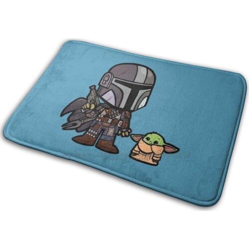 Cute Mando And The Child Mat Rug Carpet Anti-Slip Bedroom Entrance Door Mat Creed Mando The Child The Asset Mando March Din