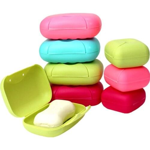 Fashion Candy Color Plastic Portable Soap Dish For Bathroom Dishware Box Family Shower Travel Hiking Sealed Soap Container