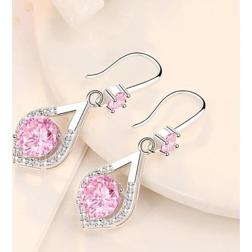 JUWANG Fashion Trend Korean Micro Inlay Zirconia Earring Charm Lady Bling Cubic Zircon Stud Earring Bright Blue Bijoux Gift