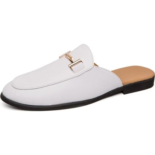 Summer new mule mens shoes casual half slippers fashion mens flat shoes sports shoes white black zapatillas hombre босоножки