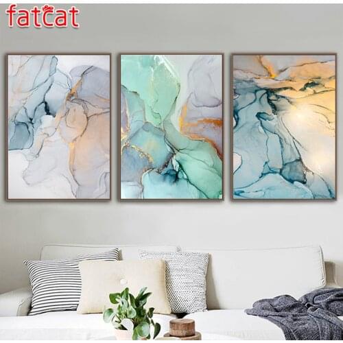 FATCAT abstract green stone pattern nordic diamond painting full square round diy 5d diamond embroidery kit triptych decor AE222