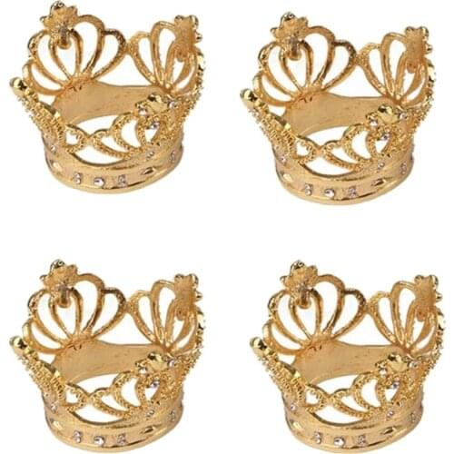 Crown Napkin Rings Set Of 4 - Rhinestone Napkin Rings For Formal Dining, Thanksgiving Dinner, Christmas Dinner