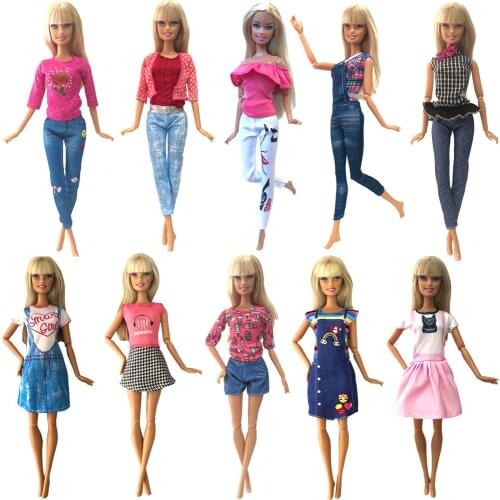NK10 Pcs Set Newest Doll Princess Casual Daily Fashion Skirt Costume Beautiful Party Dress For Barbie Doll Best Chil Gift 22A 7X