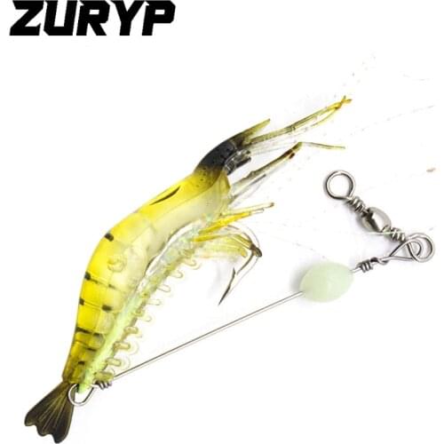 New Luminous Shrimp Lure 6g quality soft plastic rubber bait Wobblers Artificial Bait With Hooks Lifelike Swivels Fishing Tackle