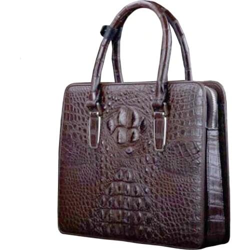 Ourui new arrival new true crocodile male briefcase brown men handbag crocodile leather men bag