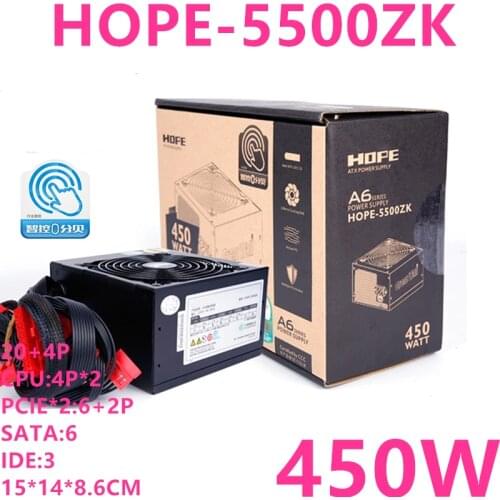 New Original PC PSU For Great Wall Brand ATX Intel AMD Desktop Silent Computer Power Supply 450W Power Supply HOPE-5500ZK