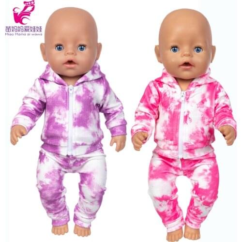 Reborn Baby Doll Clothes Tie Dye Hoodie Sweater For 18inch Girl Doll Clothes Jacket Toys Doll Outfits