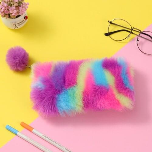 Plush Pencil Bag Student Large Capacity Stationery Storage Pencil Case Soft Pen Cosmetic Makeup Pouch Coin Holder Wallet Gift