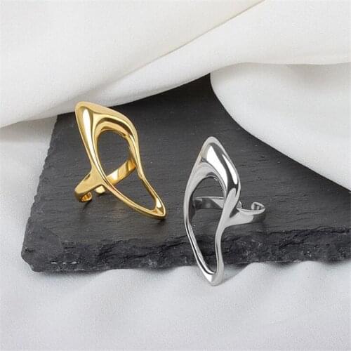 Simple Irregular Geometric Hollow Ellipse Wave Rings for Women Casual Summer Gold Silver Color Female Ring Jewelry Ladies Gift