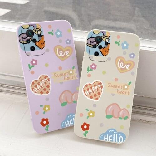 Hellow Love Shockproof Liquid Cover Case For Xiaomi Redmi Note 10 10S 9T 9 8 7 Pro MAX Redmi 9 9A 9T K40 K30 K20 Pro Phone Case