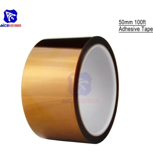 50mm Width 100ft Length Self-Adhesive Tape High Temperature Heat Resistant Polyimide Roll Tape 260-350