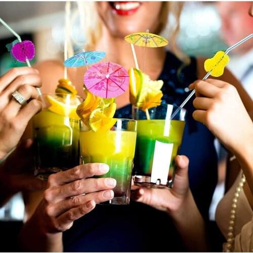 50pcs Umbrella Cocktail Drinking Fruit Disposable Straws Hawaii Party Facvor Juice Parasols Straws For Bar Summer Home Decor