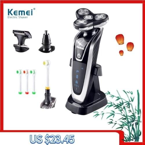 Electric Shaver Rechargeable 3D Body for Men Four Knife Wash Floating Head Portable Beard Trimmer Multi-function Dual Use Razor