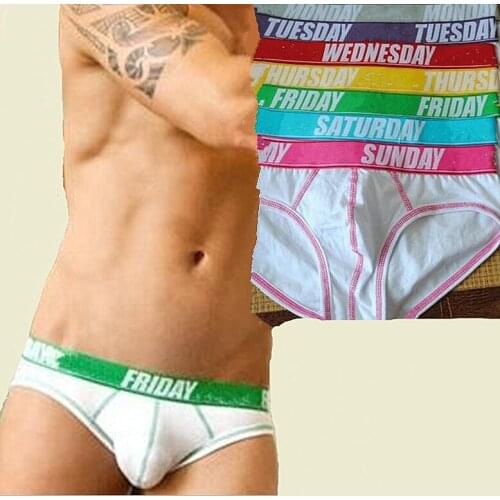 A Set 7pcs Men daily Underwears Mens Cotton Briefs Mens Sexy Briefs Underwear Week underpants Wholesale