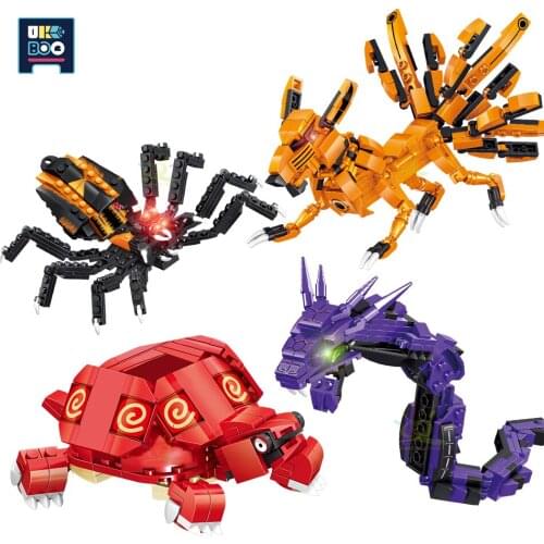 UKBOO 730PCS Ninja Village Fights Monster Snake Spider Building Blocks City Animal Tortoise Nine Tails Fox Bricks Toys For Child