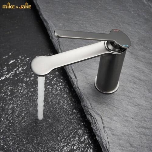 Bathroom gunmetal brass basin faucet hot and cold tap single handle gray faucet basin sink crane bathroom metal tap