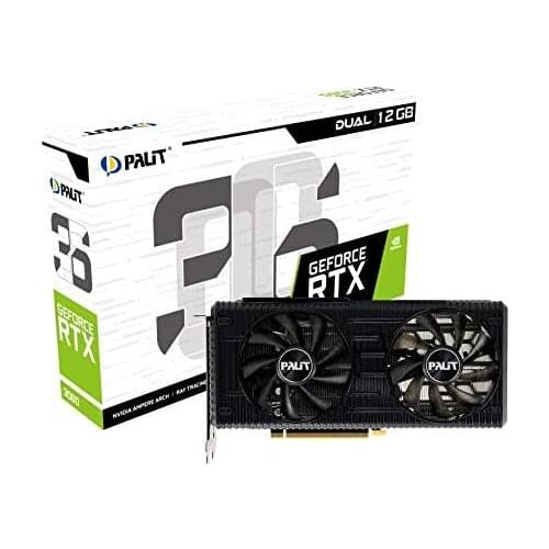 Palit GeForce RTX 3060 Dual 12GB GDDR6 Graphics Card, 3584 Core, 1320 MHz GPU, 1777 MHz Boost Ampere Architecture 3x DisplayPort