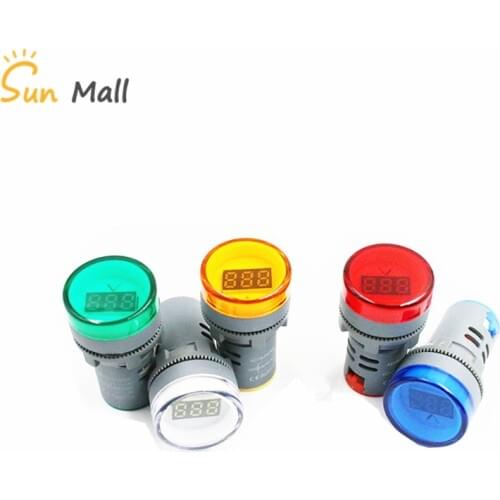 22MM AC 60-500V LED Voltmeter voltage meter indicator pilot light Red Yellow Green white Blue