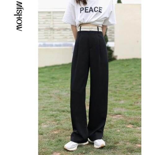 MISHOW Women Loose Pants 2021 New High Waist Casual Summer Slacks Pants Women Ankle-Length Long Trousers Female MXA25K0016